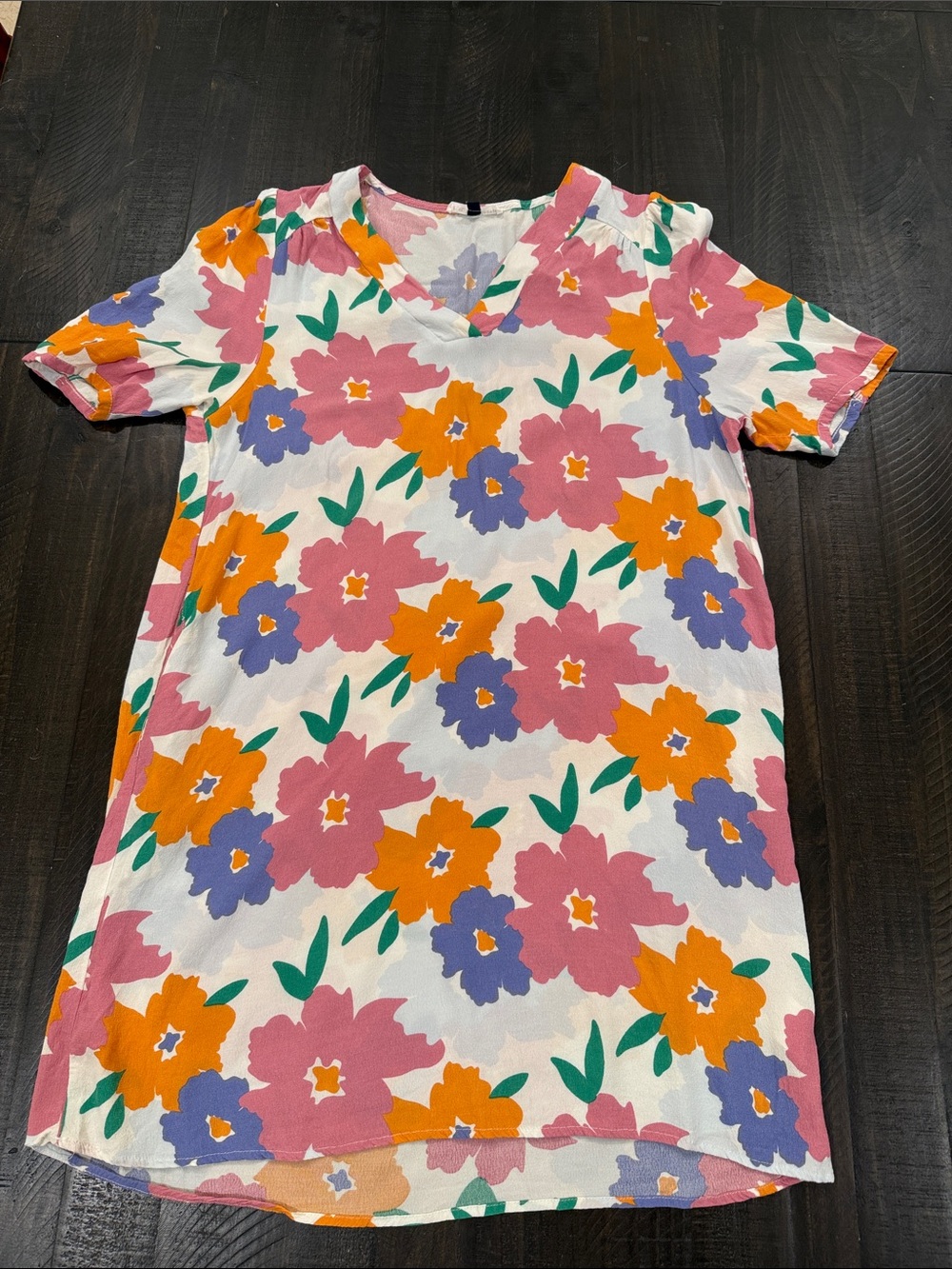 Michelle McDowell floral Short Sleeve Dress with Side Pockets Size Large